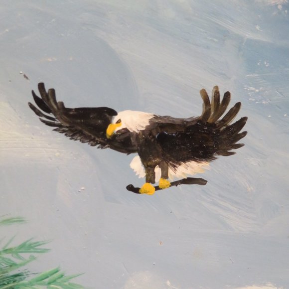 Vtg Federal Milk Glass Plate Handpainted Eagles Scene (198C) - Picture 5 of 7